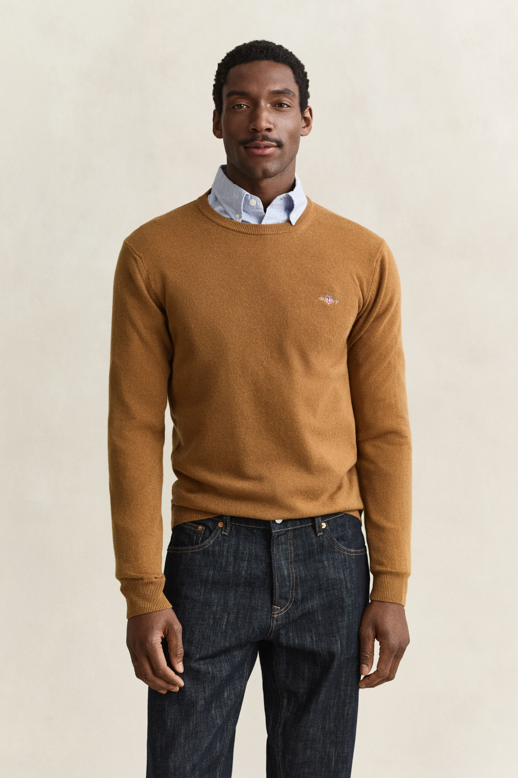Crewneck sweater i lammeuld