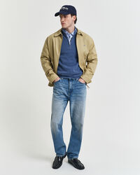 Bomuldspiqué sweater med halv lynlås