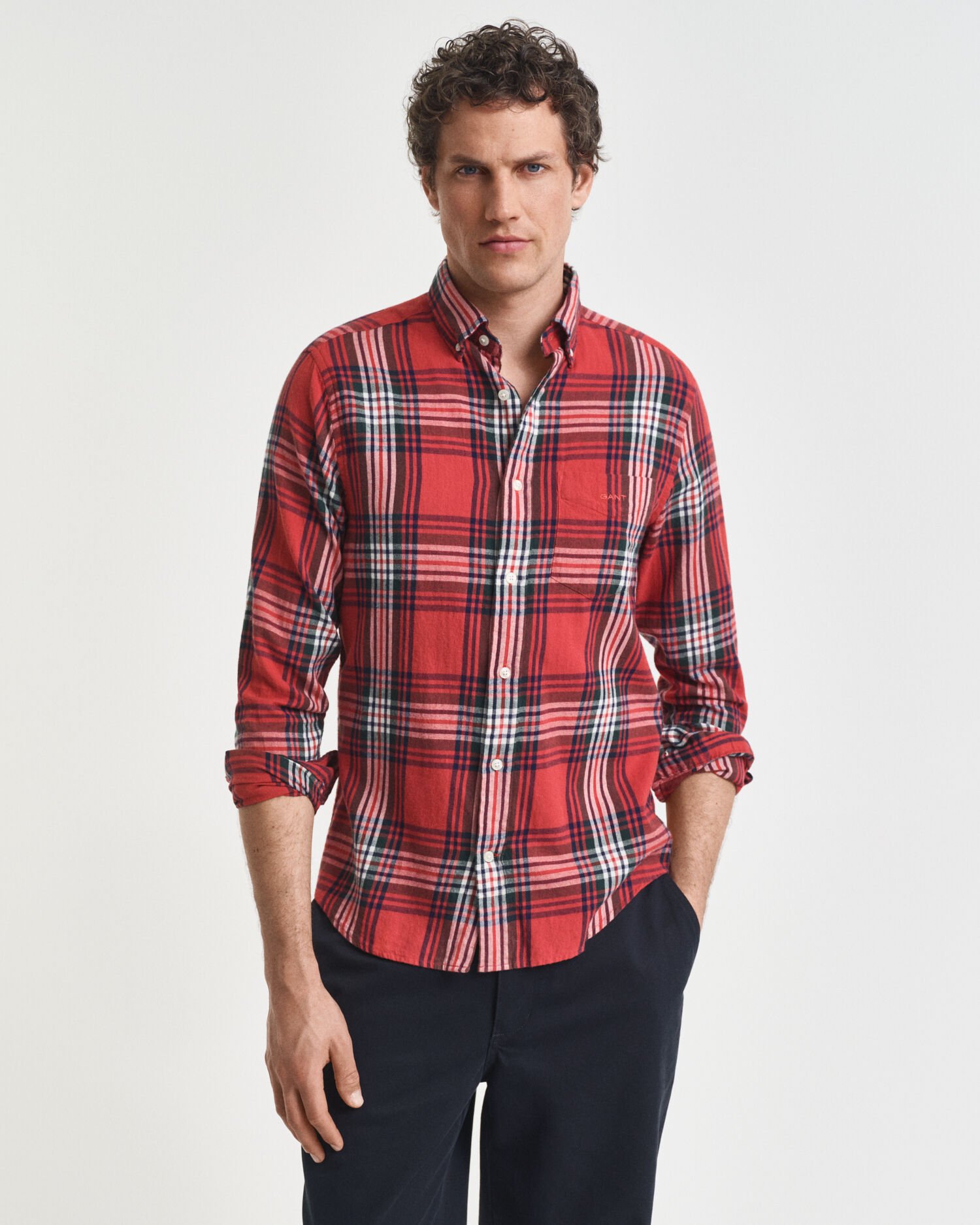 Regular fit Windblown flannelskjorte med tern