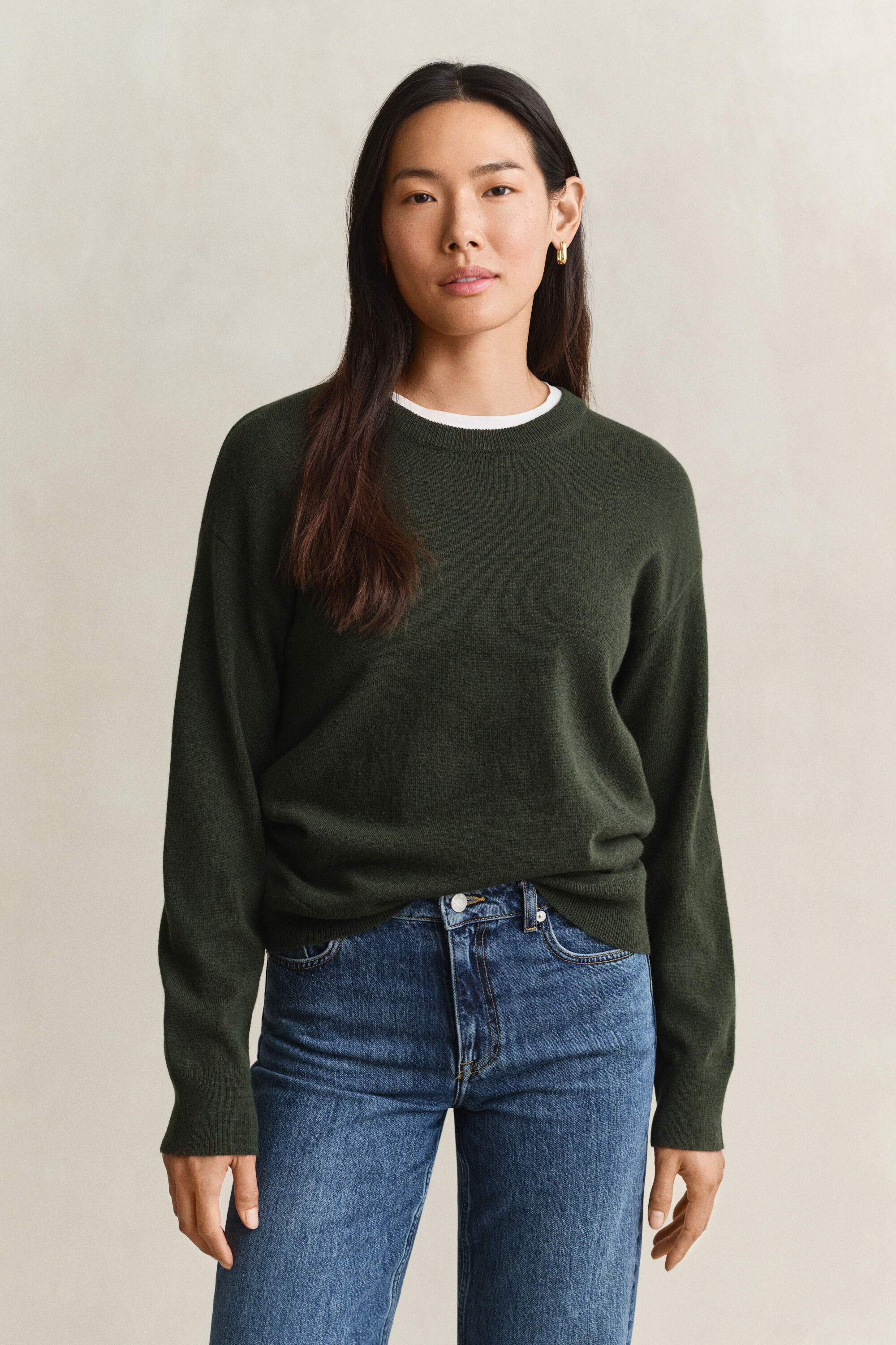 Crewneck sweater i ekstra fin lammeuld