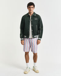 Regular fit flerstribede hørshorts