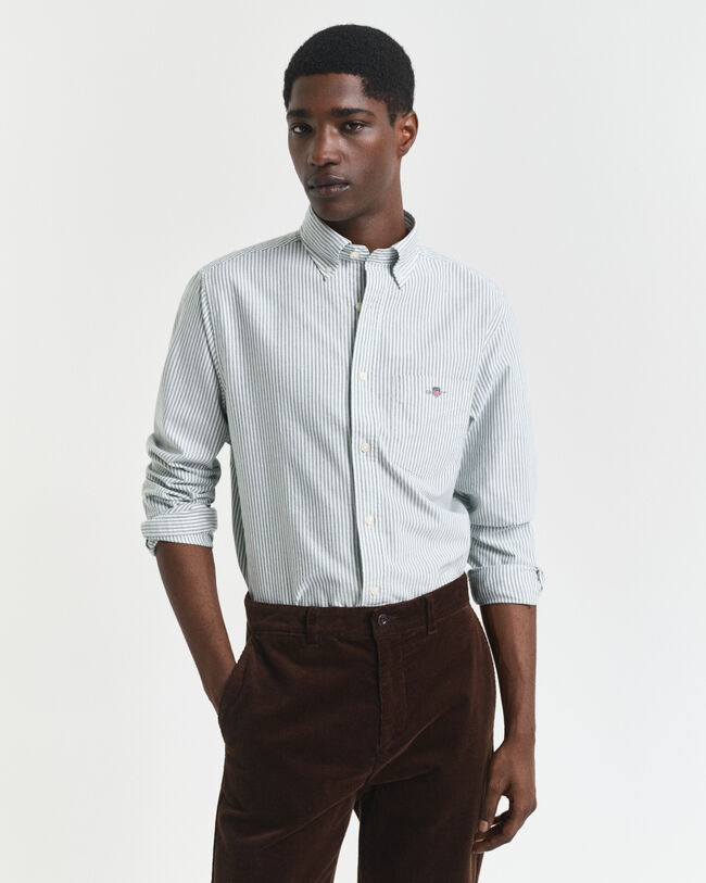 Regular fit klassisk bankerstribet Oxford-skjorte