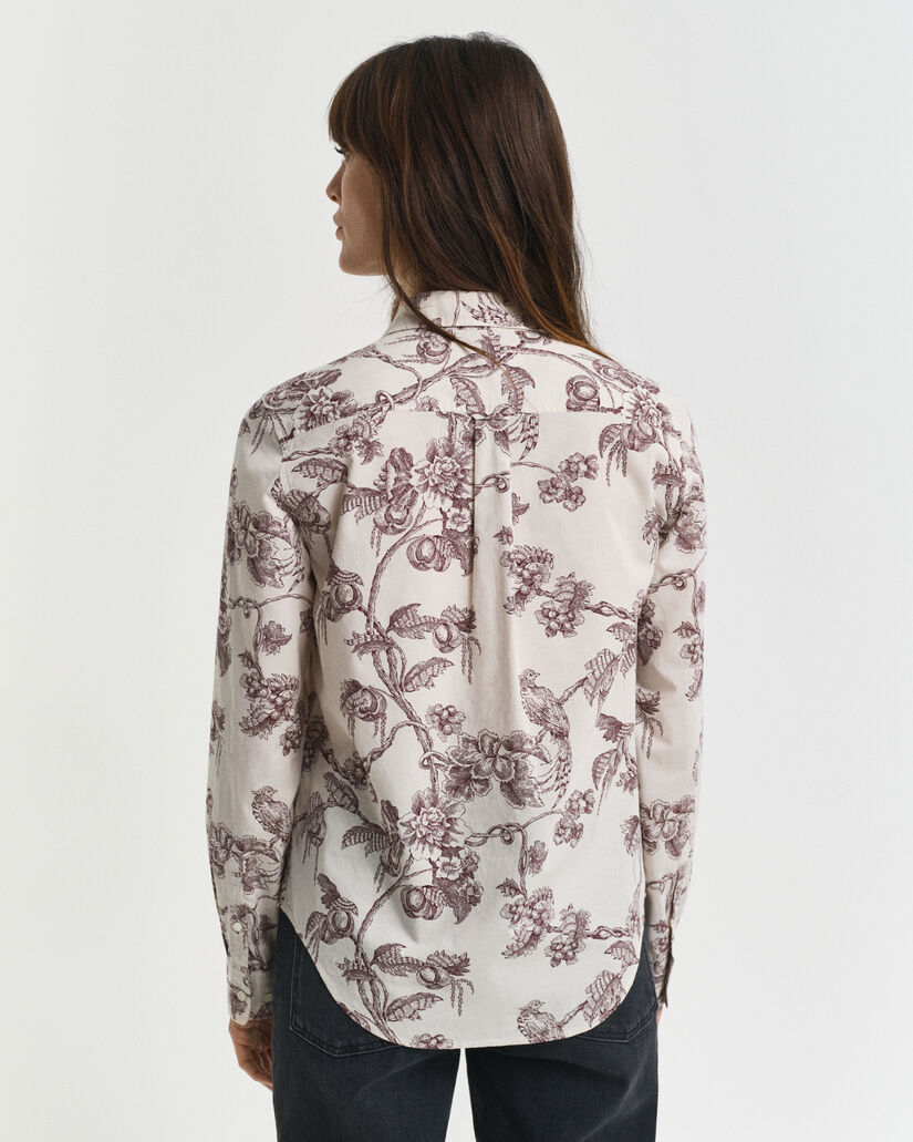 Regular fit skjorte af bomuldsvoile med træ-tryk