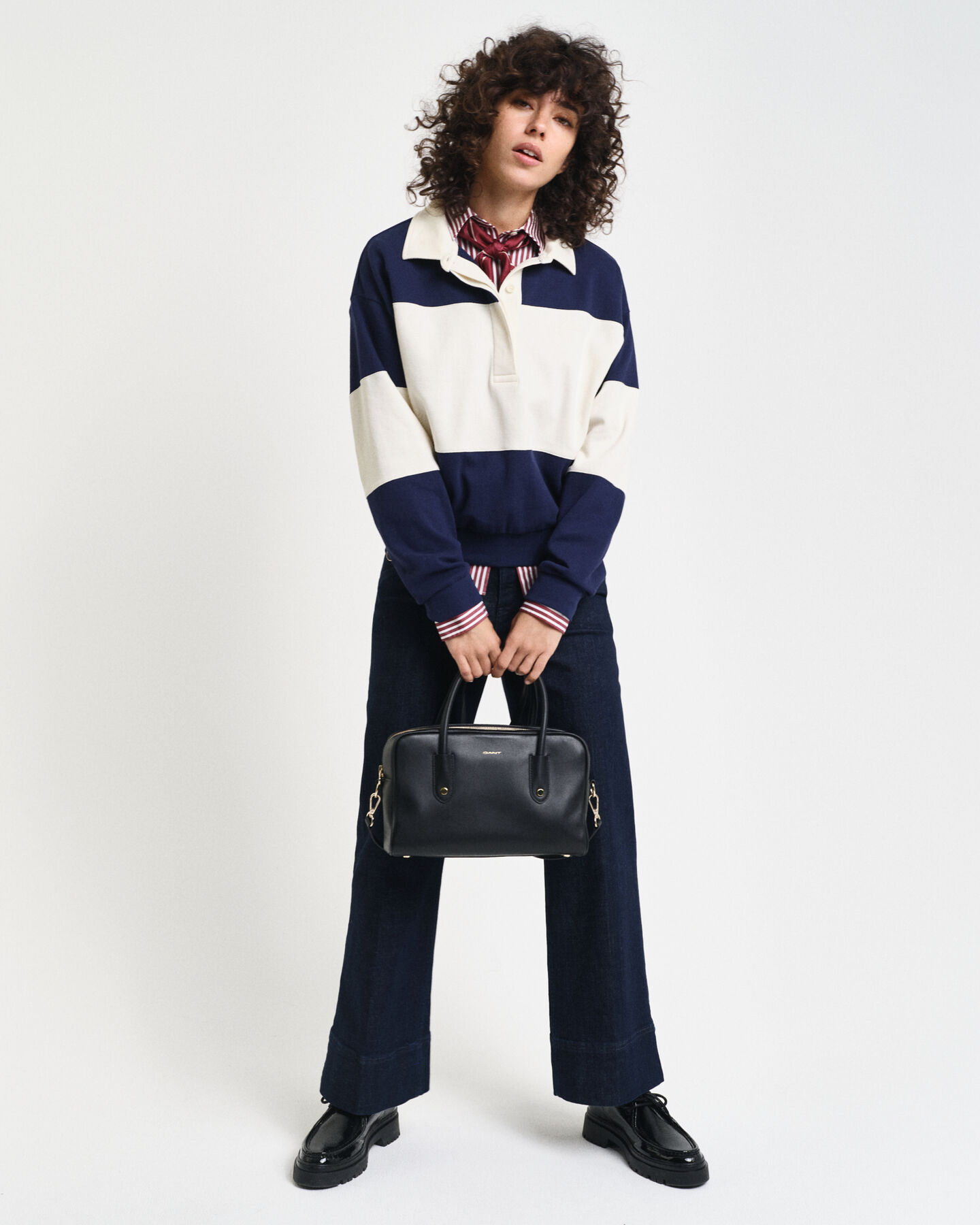 Piqué Rugger med struktur og farveblokke