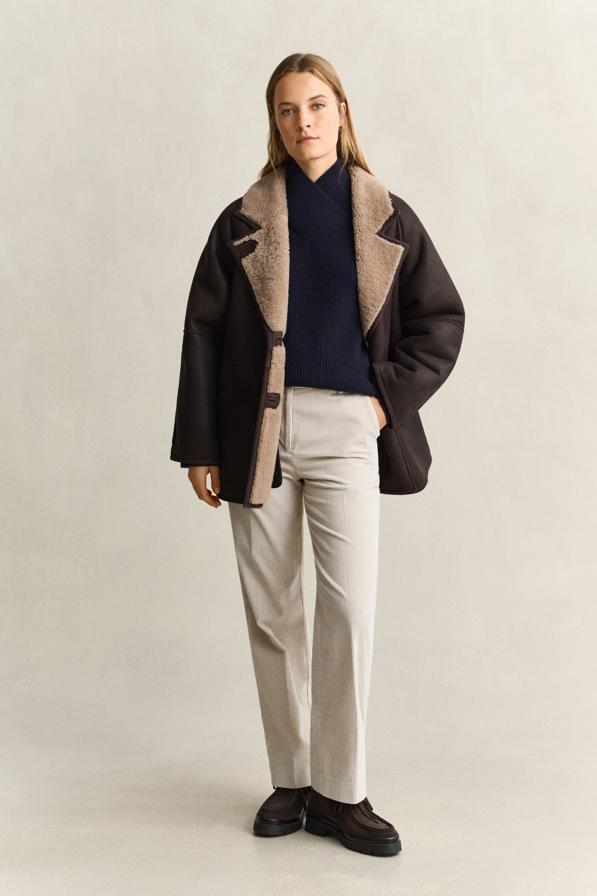 Ribstrikket sweater i uld