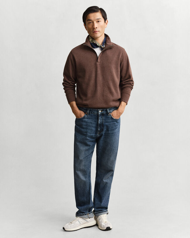 Let Sacker Rib sweatshirt med halv lynlås