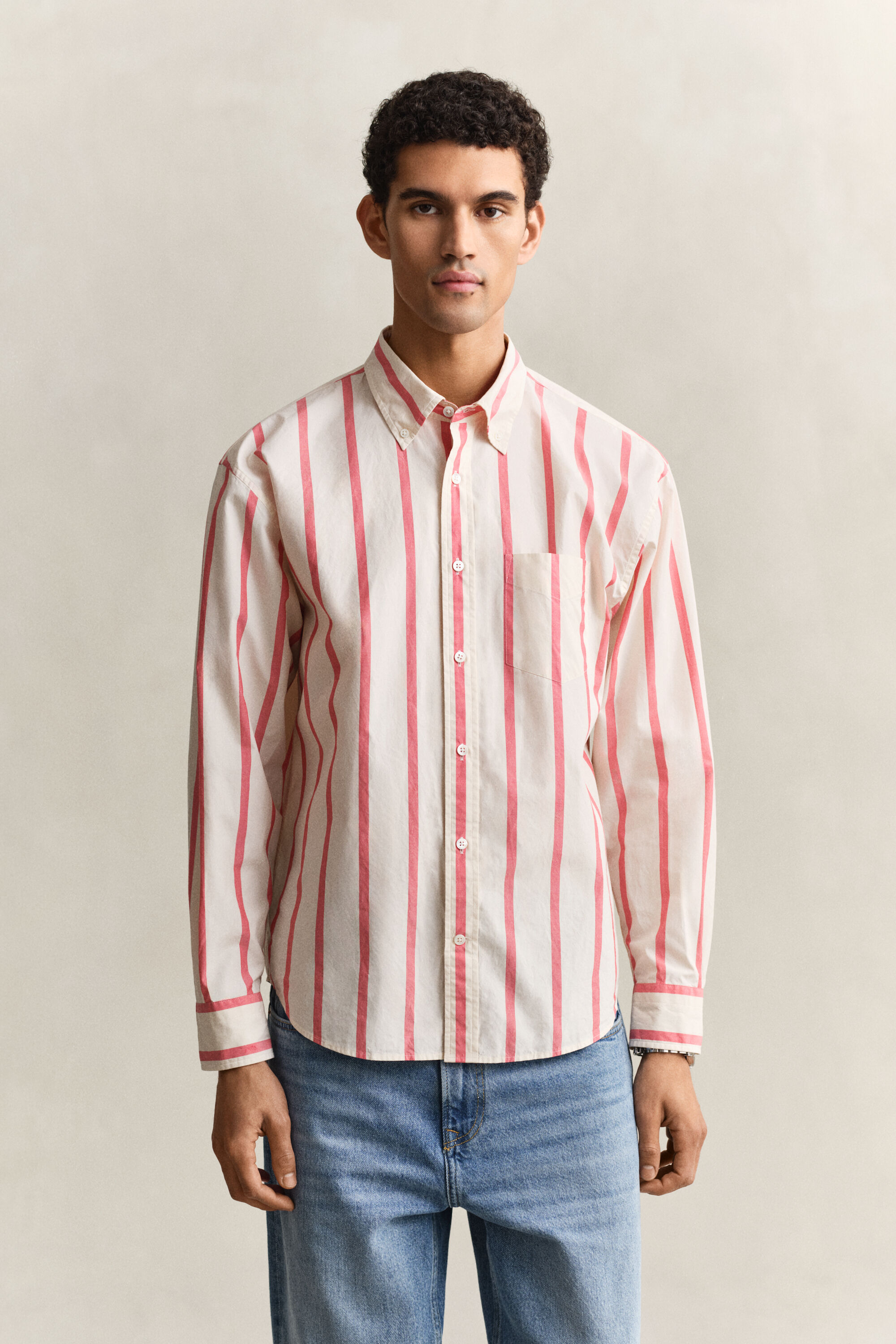 Heritage Poplin skjorte med striber