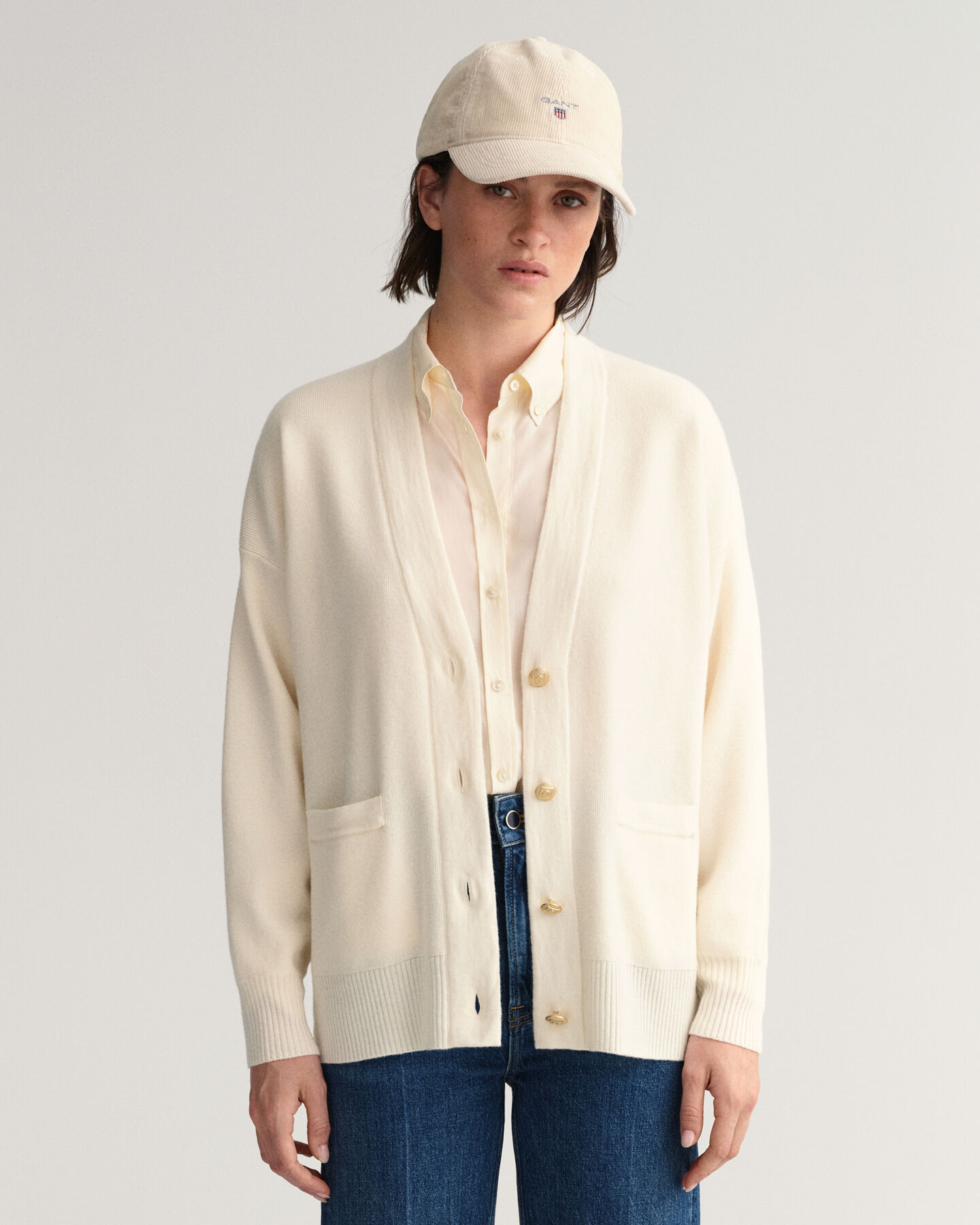 Ensfarvet Oversized cardigan