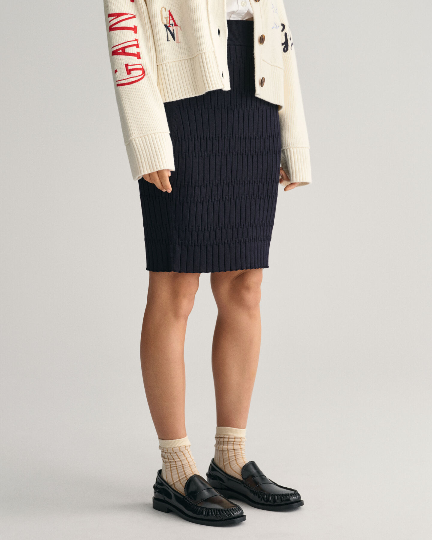 Tekstureret strikket nederdel