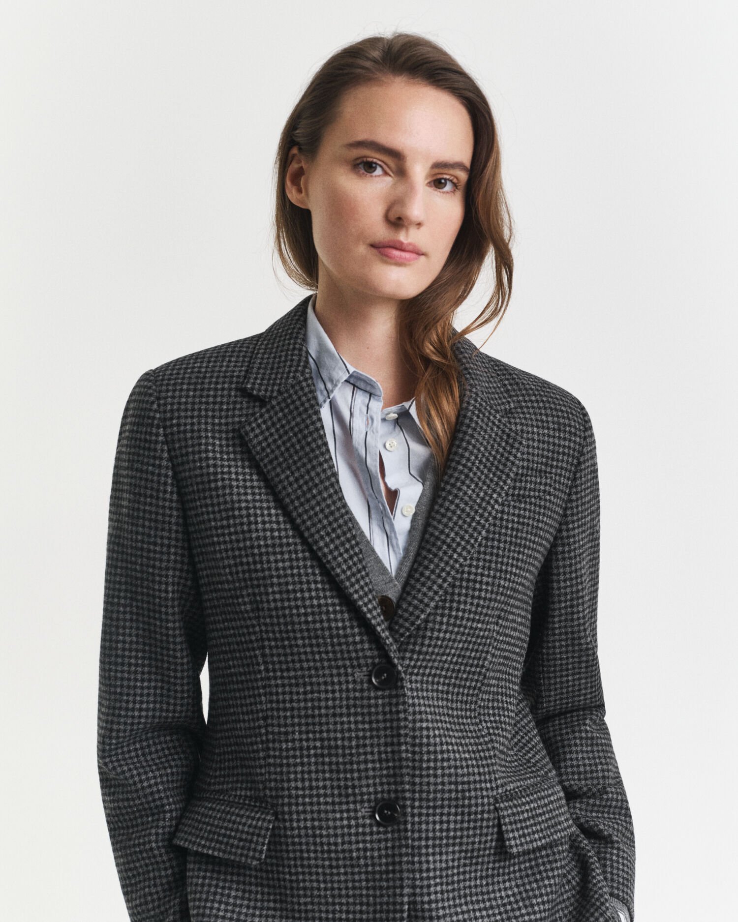 Regular fit houndstooth blazer i uld