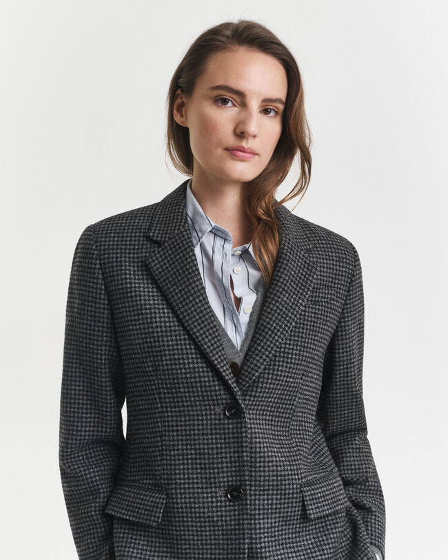Regular fit houndstooth blazer i uld