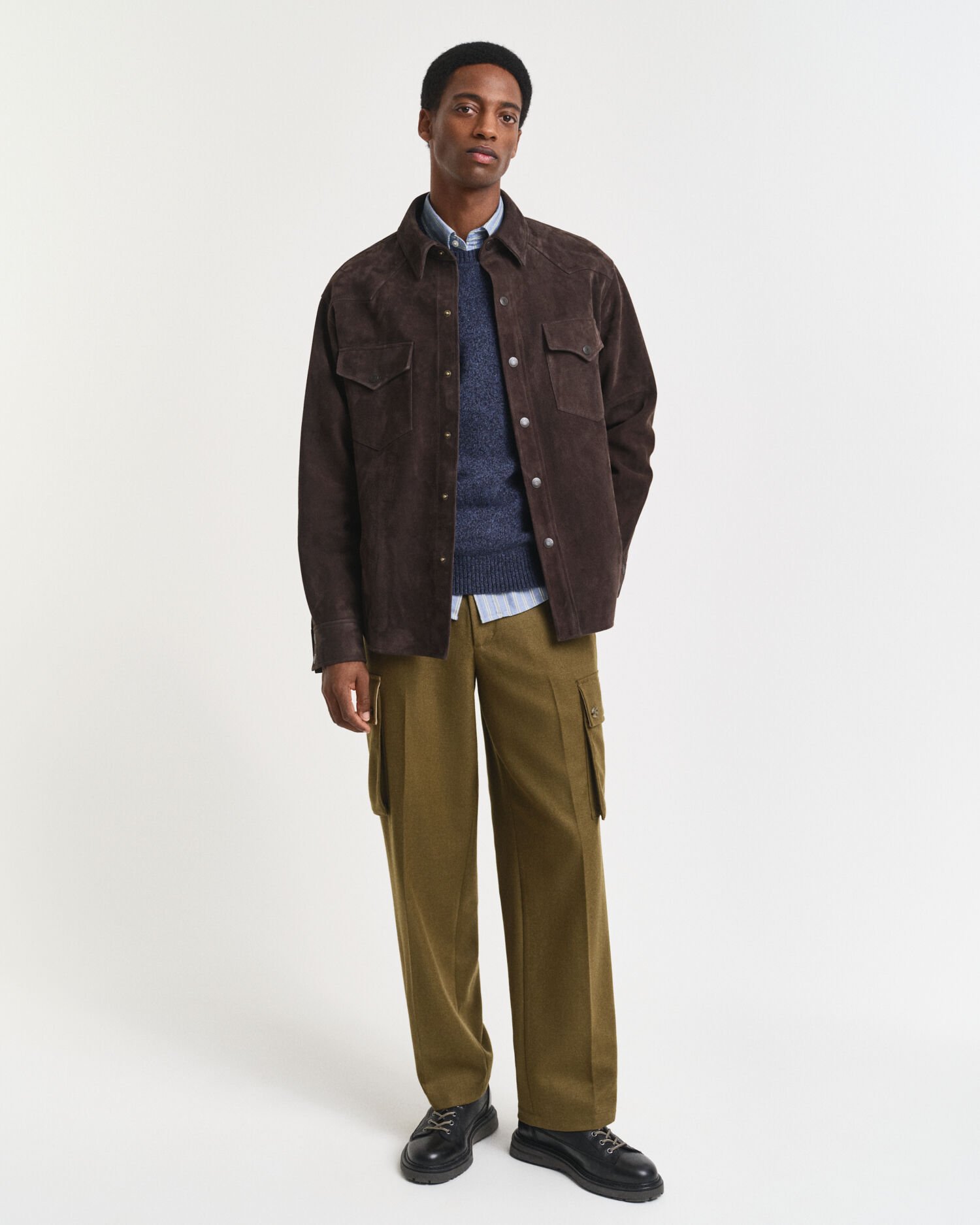 Sweater med crewneck i mouliné uldblanding