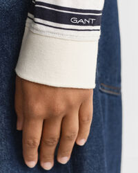 Stribet langærmet poloskjorte