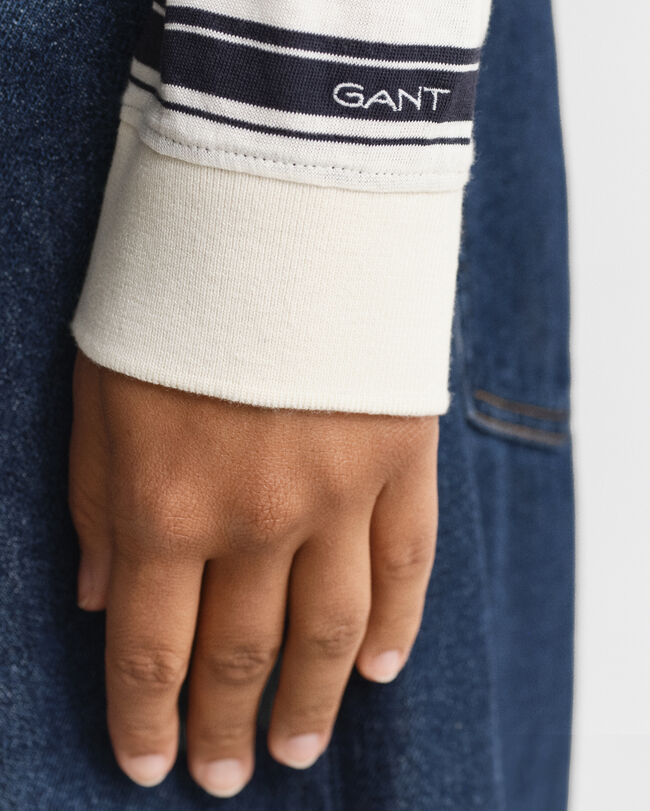 Stribet langærmet poloskjorte