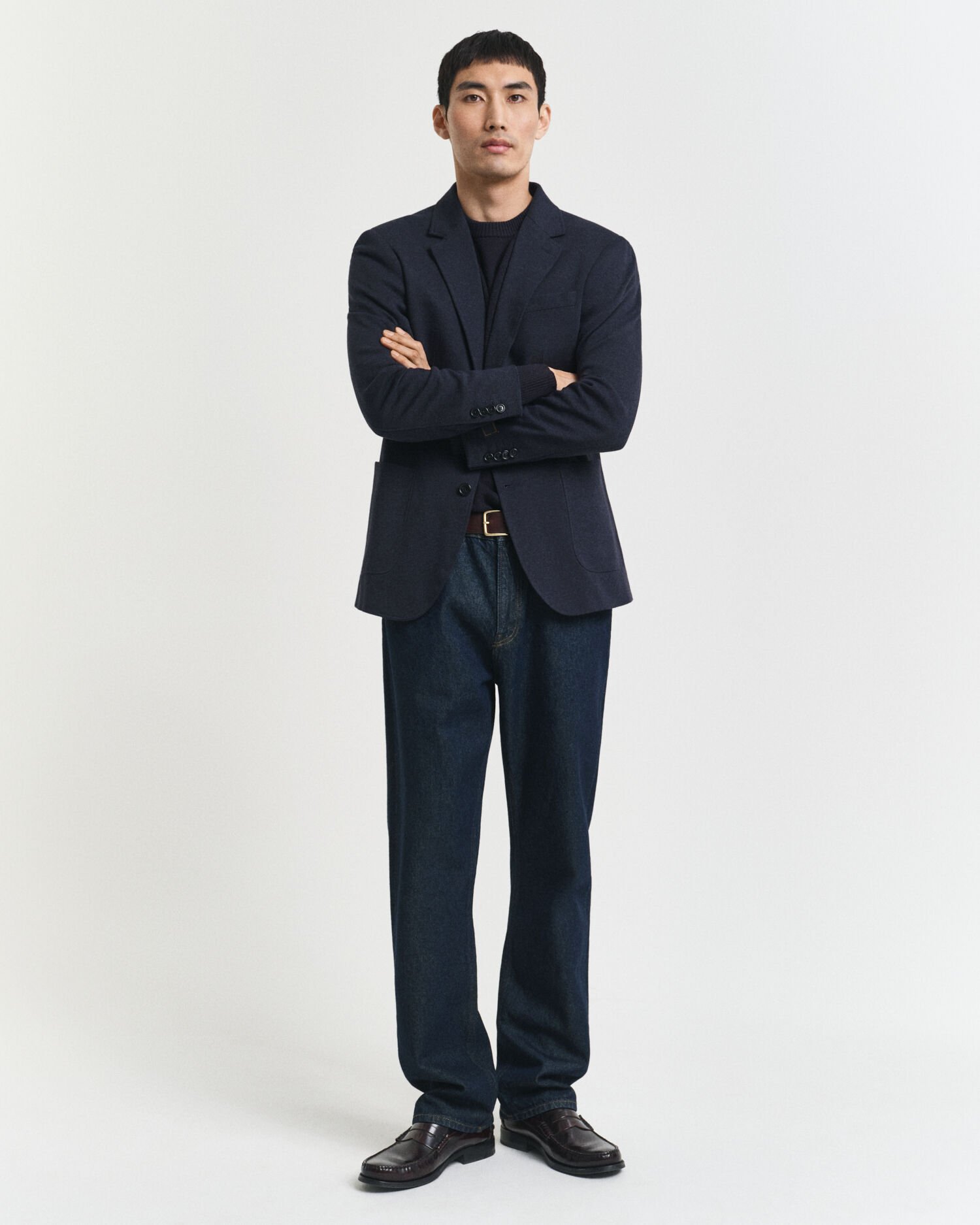 Slim fit tofarvet jersey piqué blazer