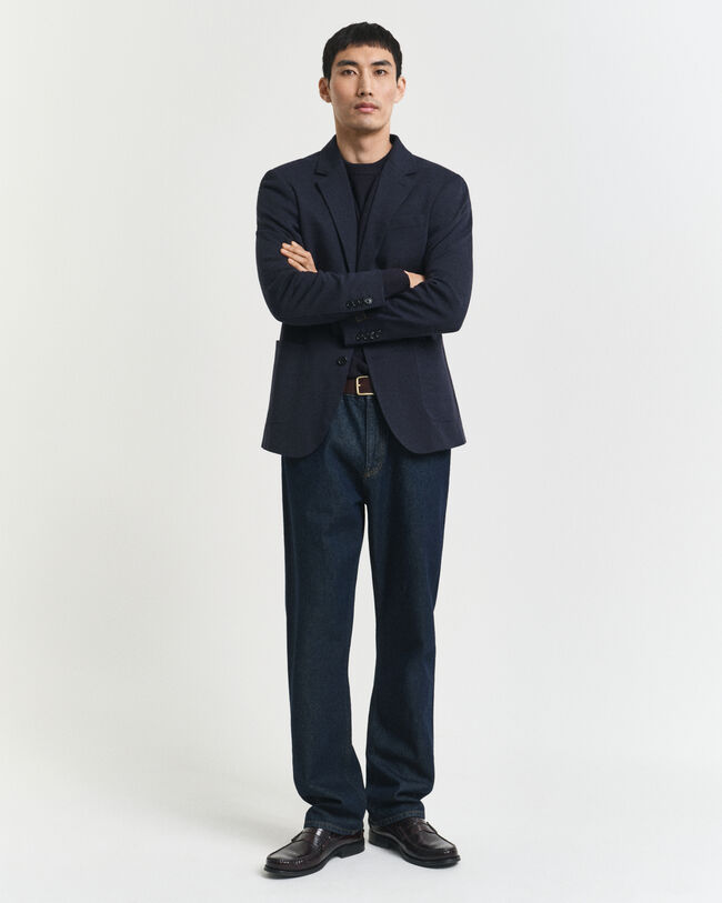 Slim fit tofarvet jersey piqué blazer