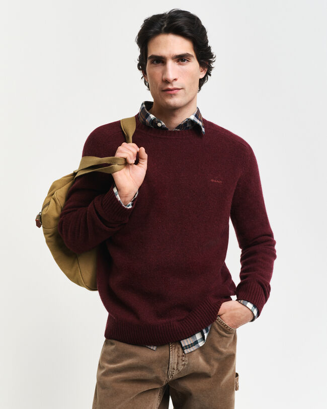 Sweater med crewneck i uldblanding