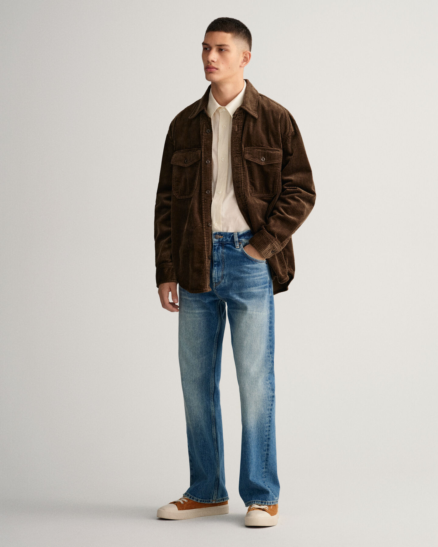 Overskjorte i jernbanefløjl