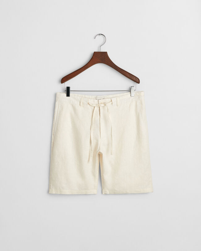 Relaxed fit shorts af hør med løbesnor