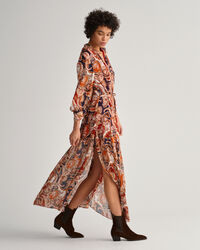 Maxi Paisley kjole med fl&aelig;ser