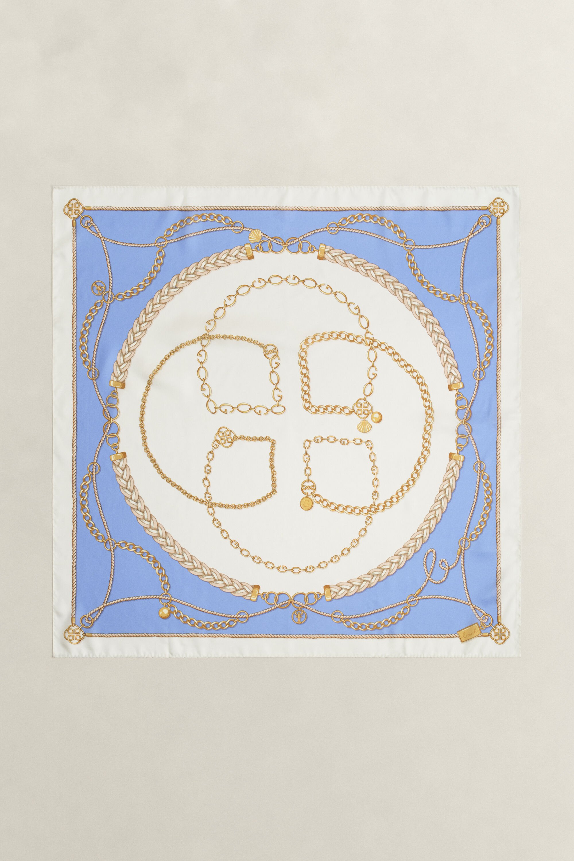 Silketørklæde med kædetryk
