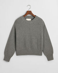 Ribstrikket sweater med crewneck