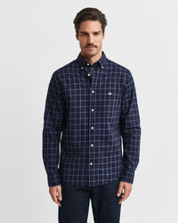 Regular fit klassisk ternet poplin-skjorte