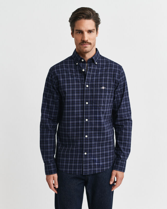 Regular fit klassisk ternet poplin-skjorte
