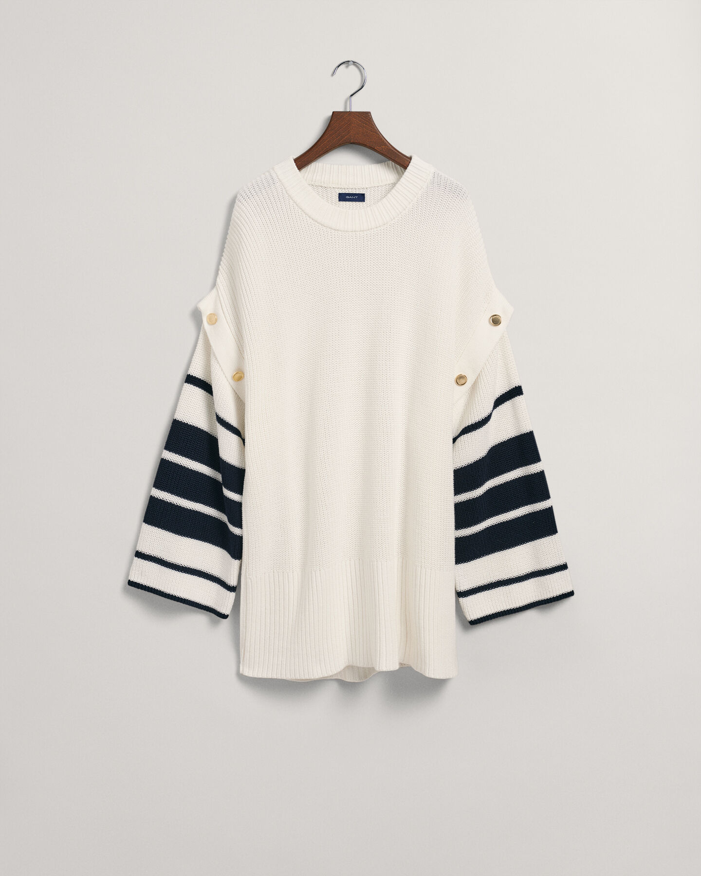 Oversized stribet sweater med crewneck