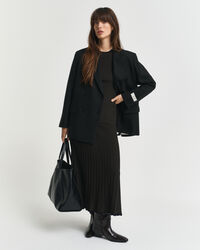 Kortærmet sweater med kontrastfarvet ribstrik