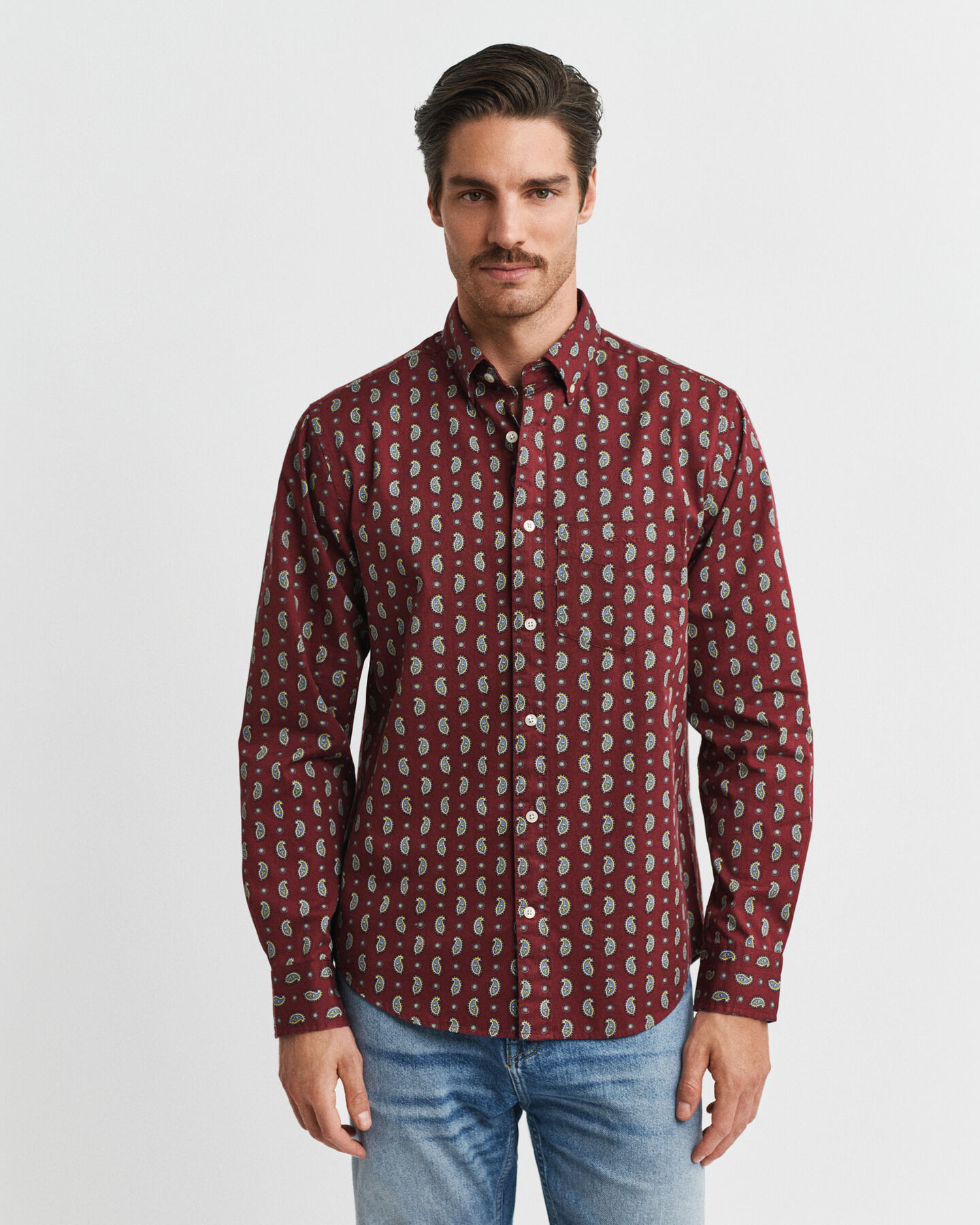 Regular fit twill-skjorte med paisley-tryk