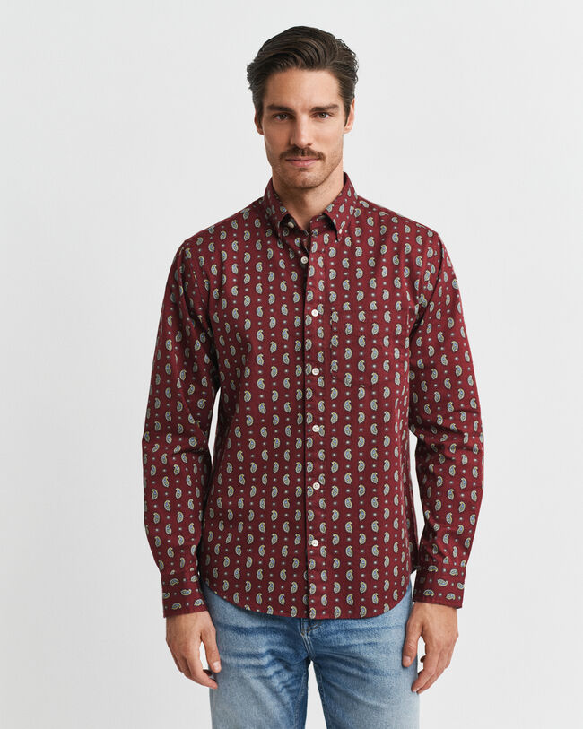 Regular fit twill-skjorte med paisley-tryk