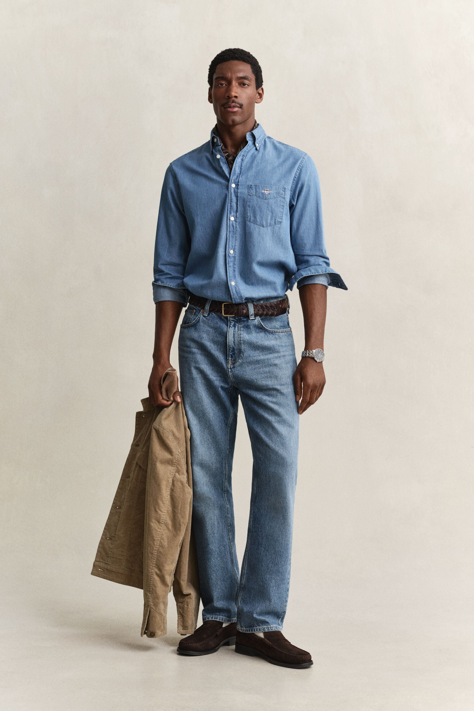 Regular fit indigo-skjorte