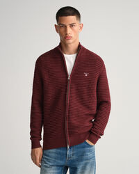 Texture bomuldssweater med hel lynlås