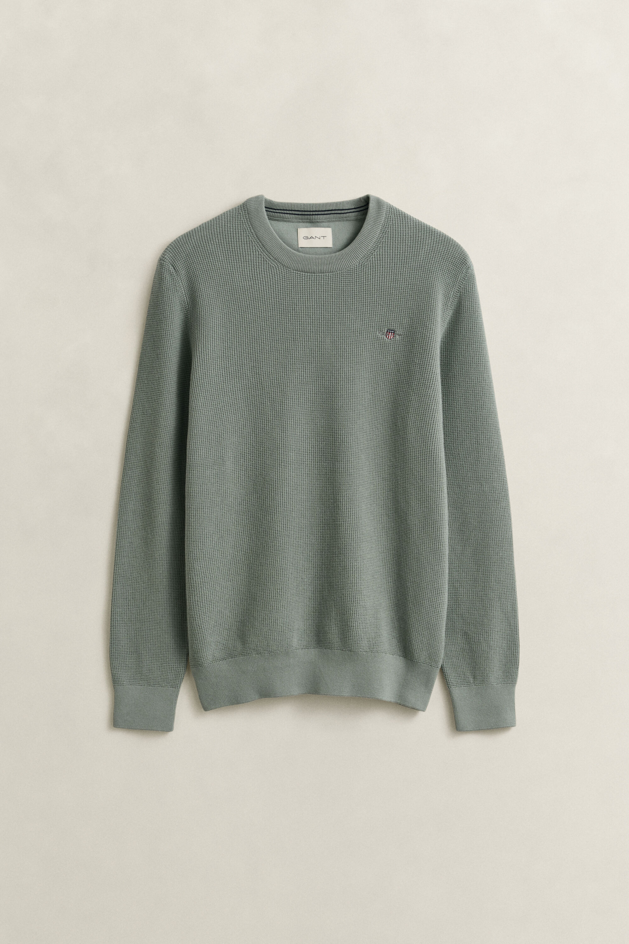 Tekstureret crewneck sweater af bomuld