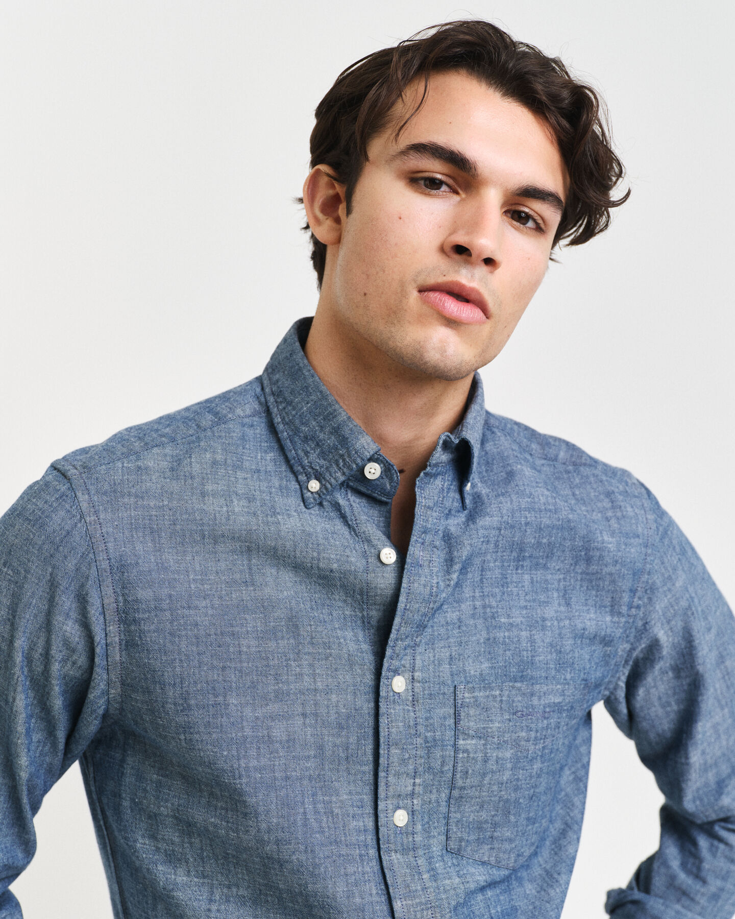 Regular fit indigo chambray skjorte