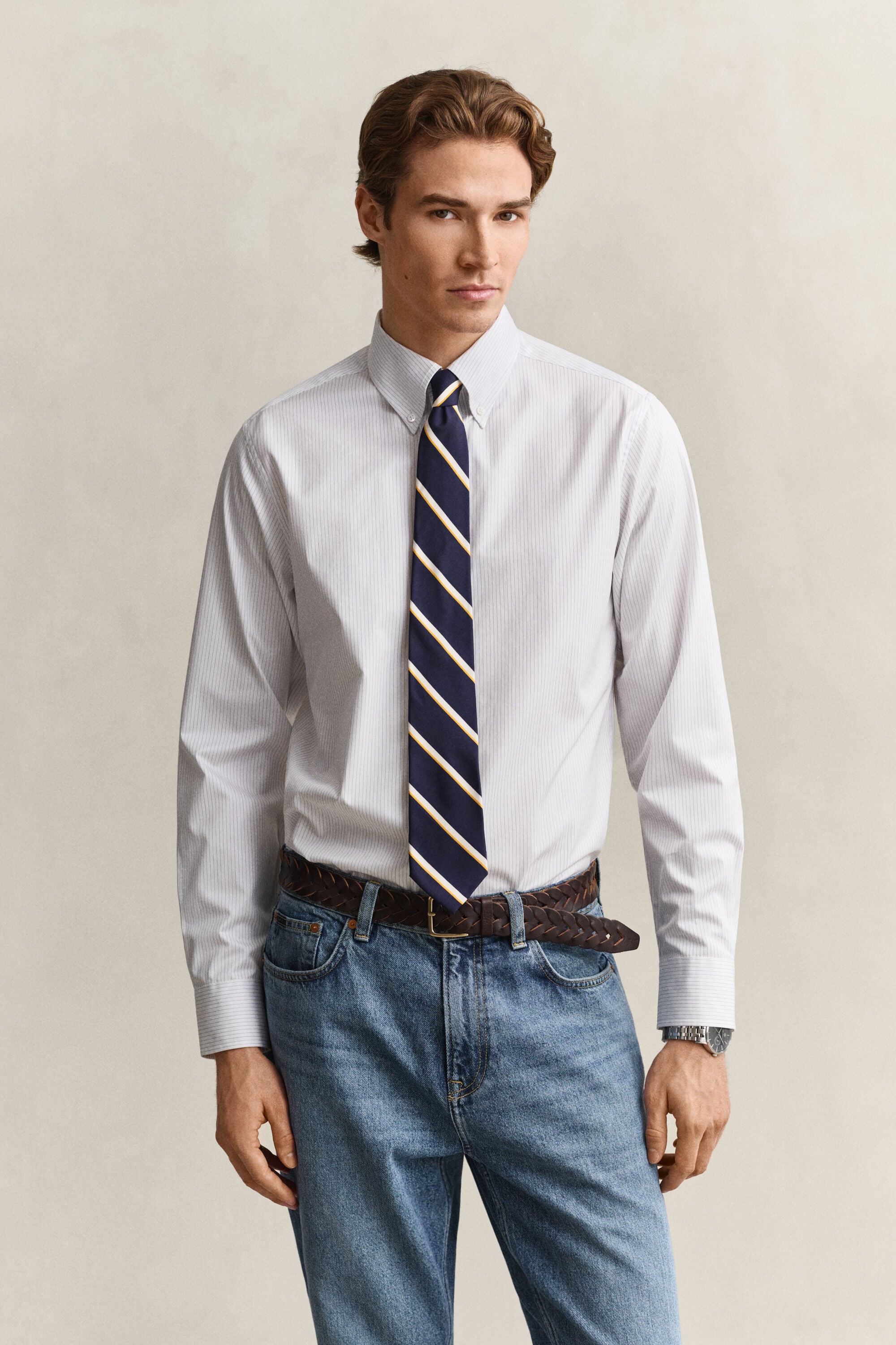 Stribet elegant skjorte i twill