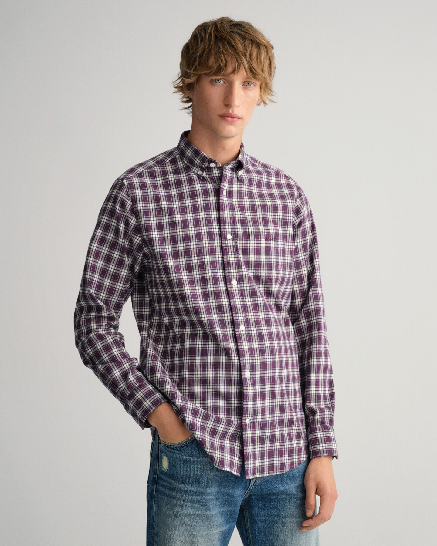 Regular fit ternet flannelskjorte