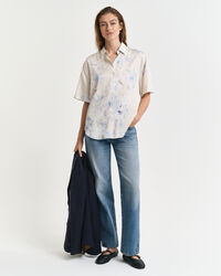 Regular fit skjorte med blomstertryk og korte ærmer