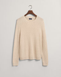 Tekstureret crewneck sweater af bomuld og h&oslash;r