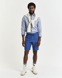 Relaxed fit shorts af hør med løbesnor