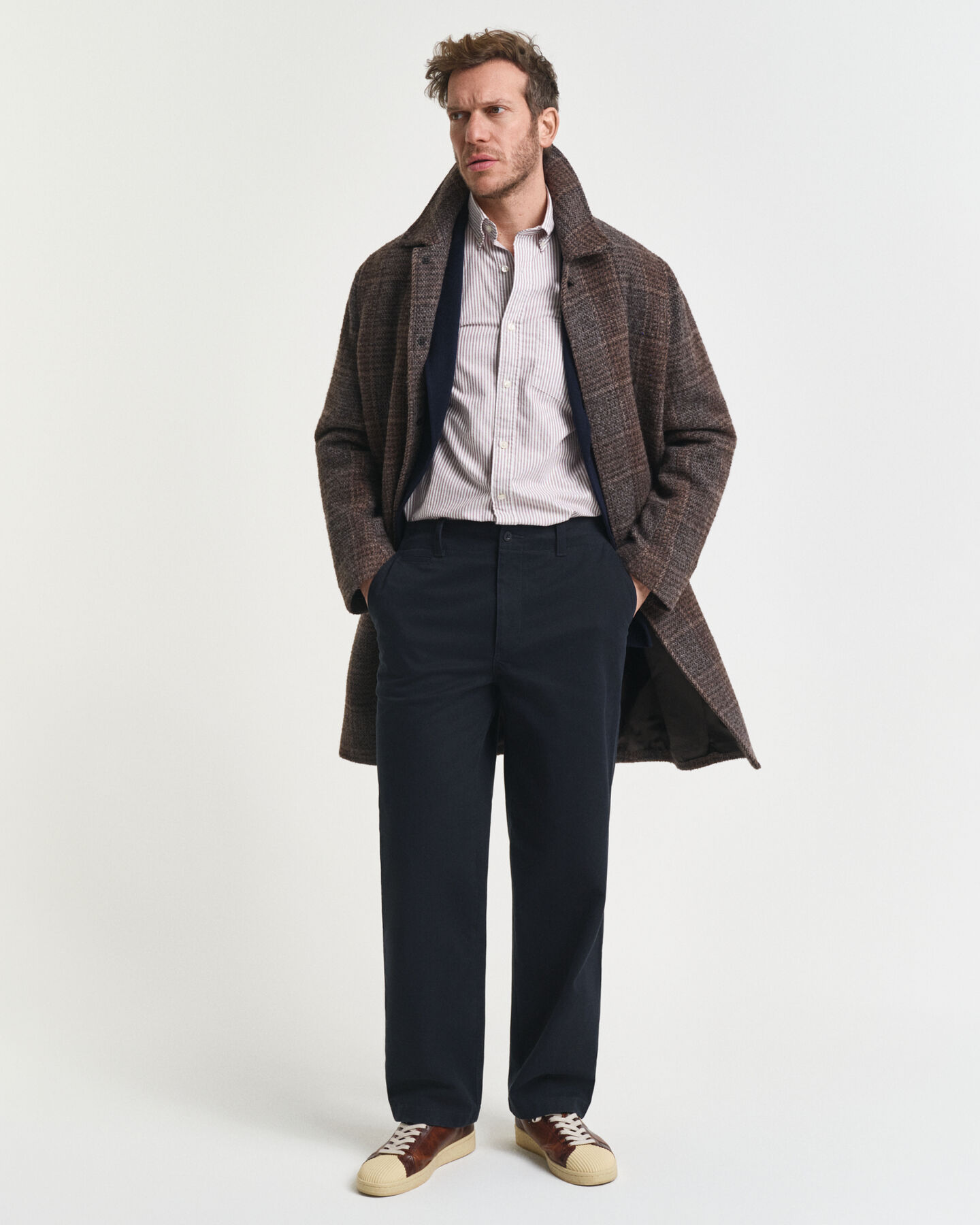 Regular fit klassisk bankerstribet Oxford-skjorte