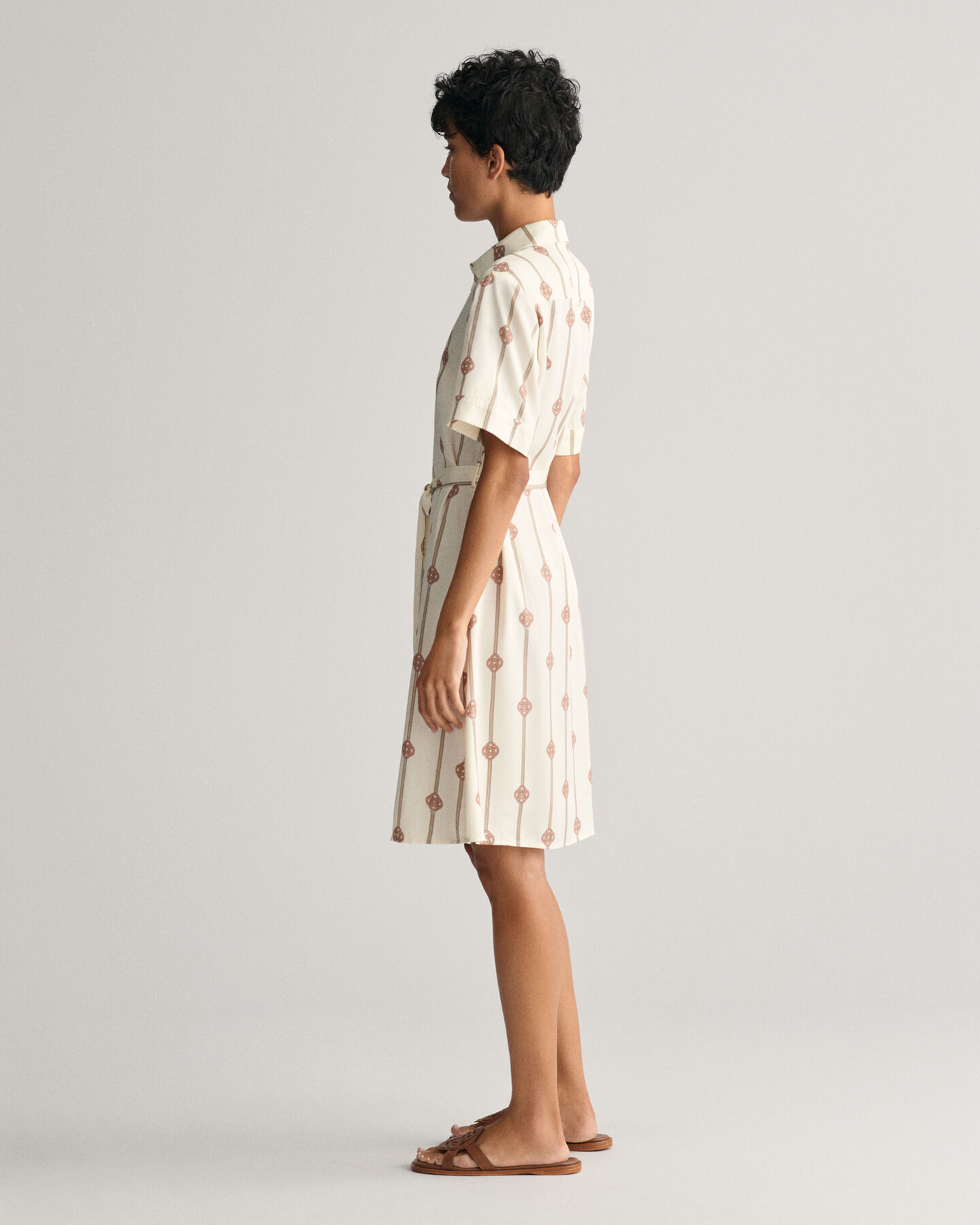 Kortærmet skjortekjole med tryk