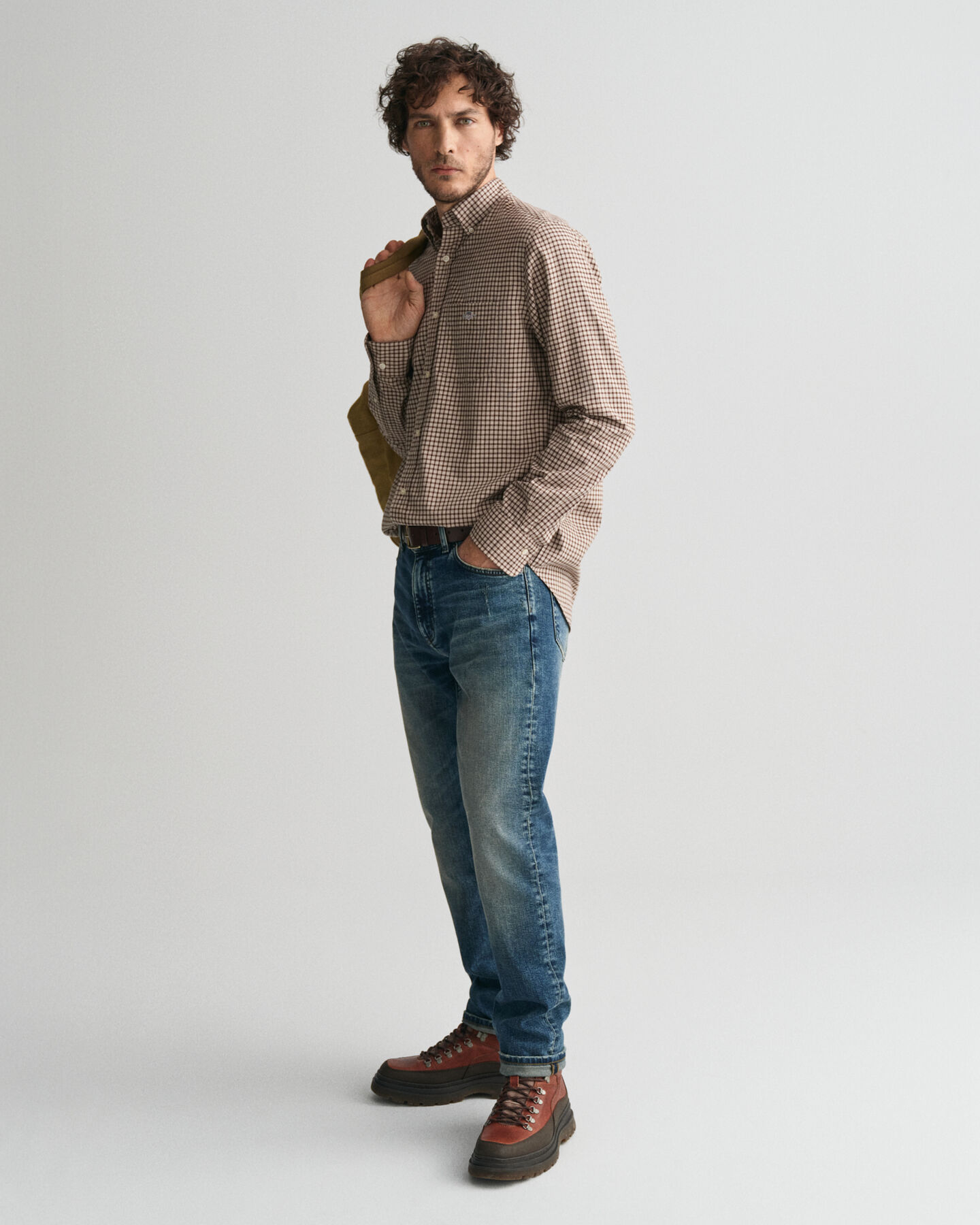 Regular fit mikroternet flannelskjorte