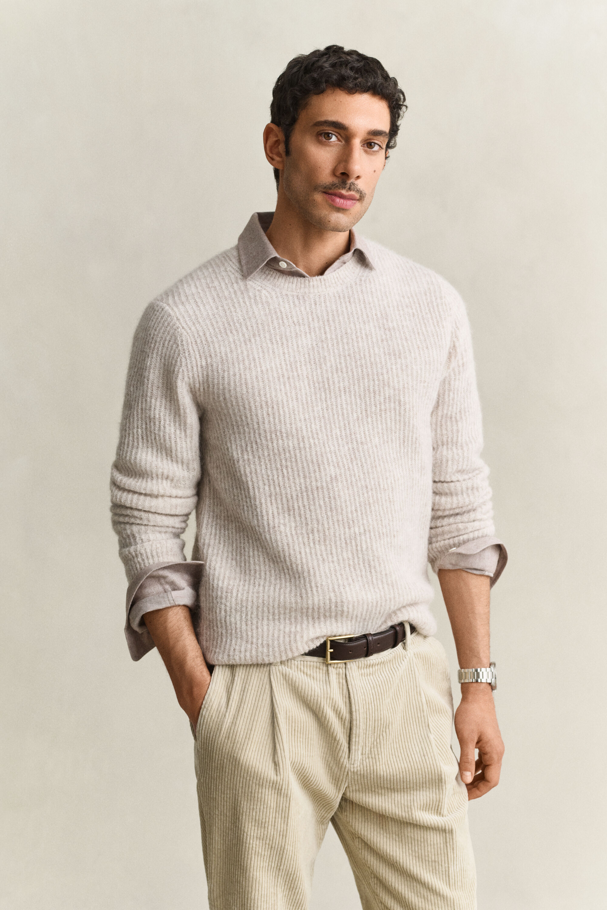 Sweater med crewneck i alpakauldblanding