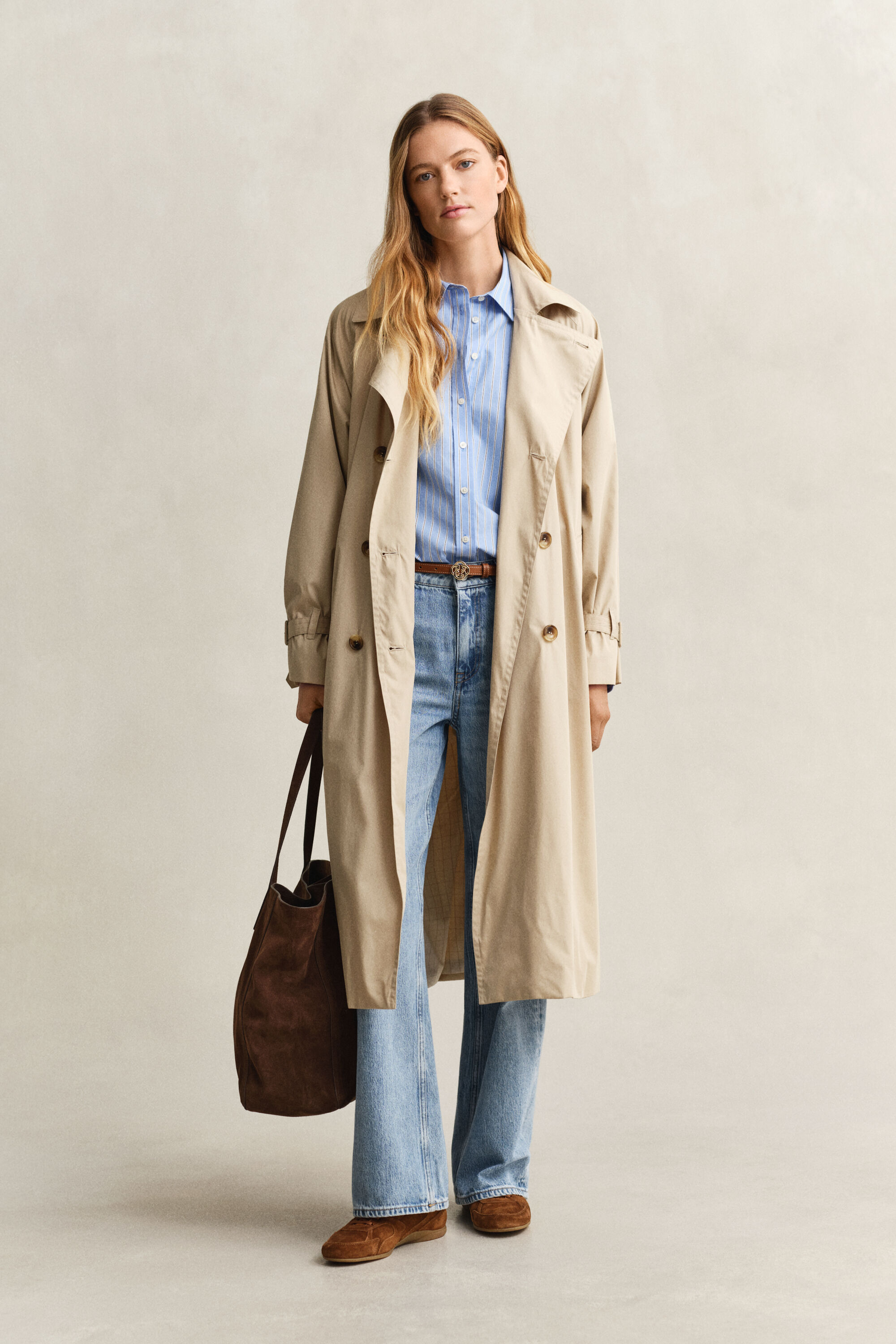 Regular fit klassisk stribet poplin-skjorte