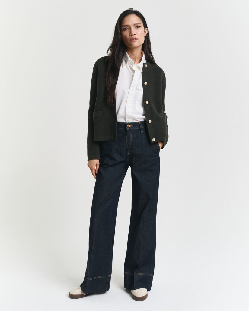 Cardigan med kontrastfarvet strik