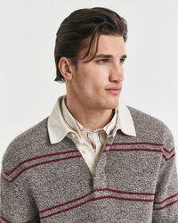 Stribet polosweater af uldblanding