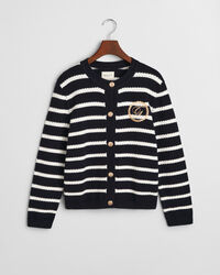 Stribet strikket jakke af bomuld