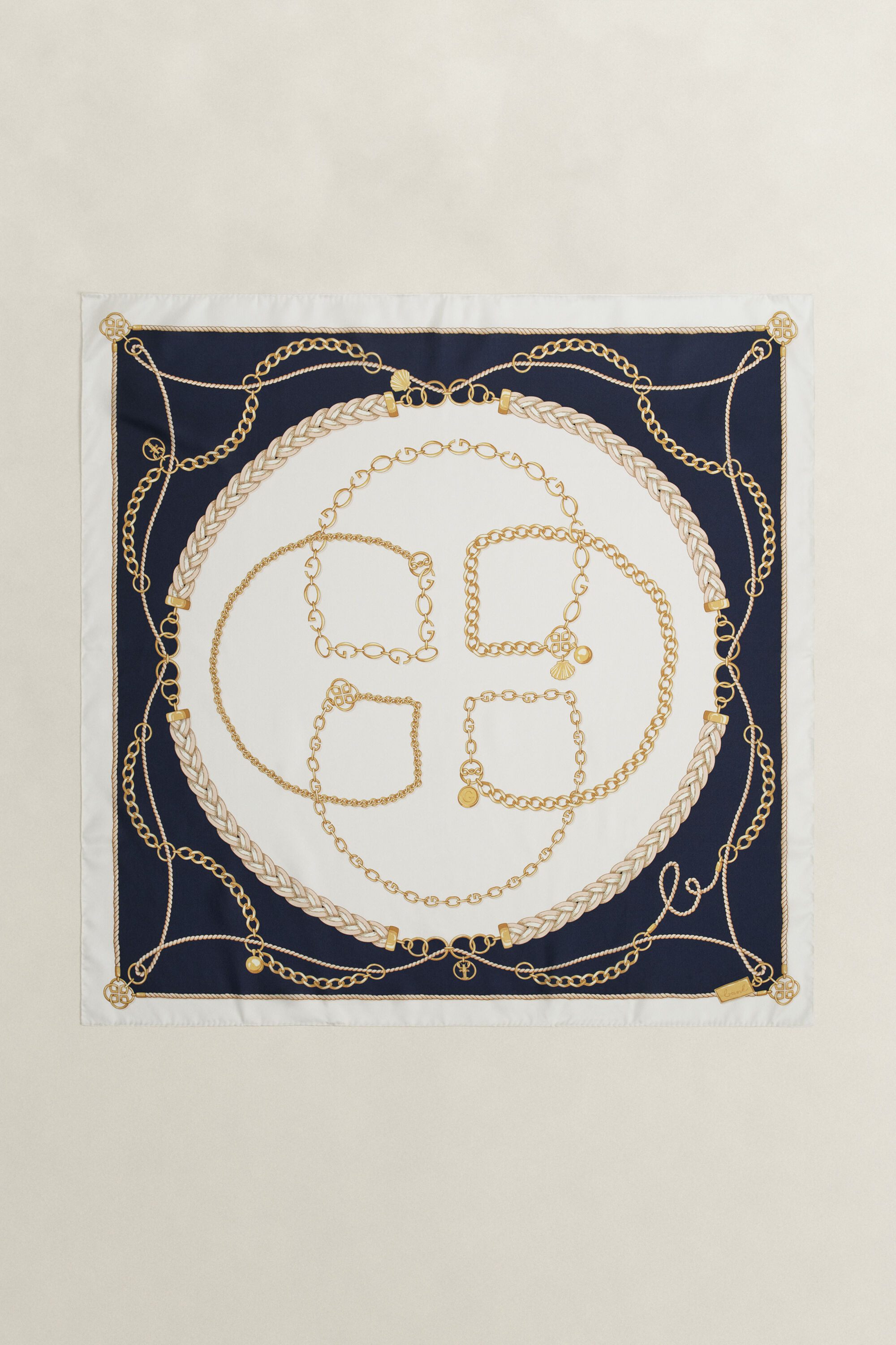 Silketørklæde med kædetryk